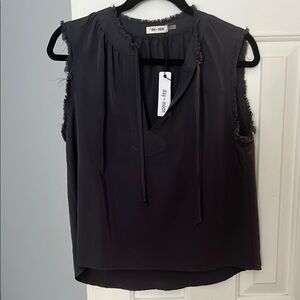 NWT Dark grey Sleeveless Tie-Neck Top